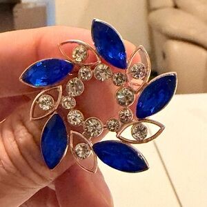 Elegant Blue and Silver Women's Brooch.